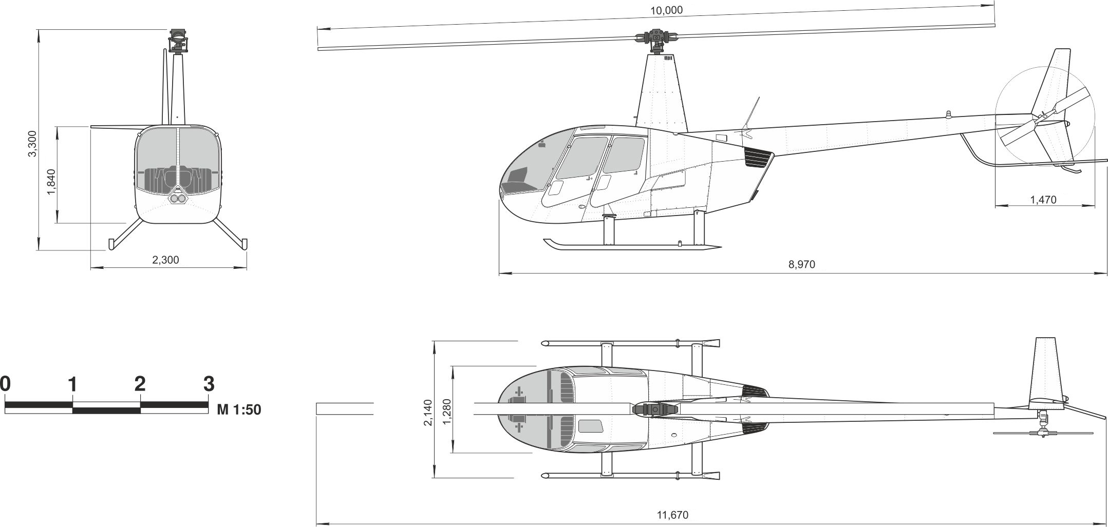схема вертолета Robinson R44